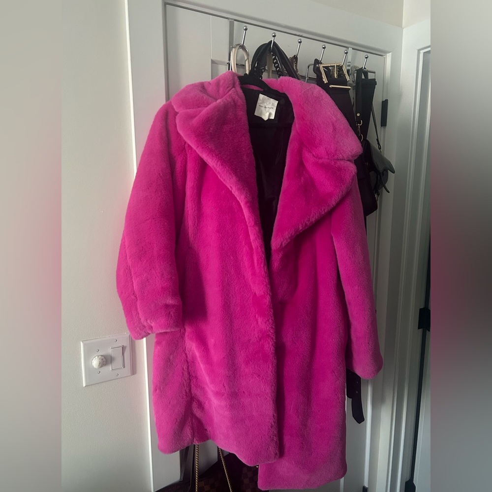 Pink fur coat